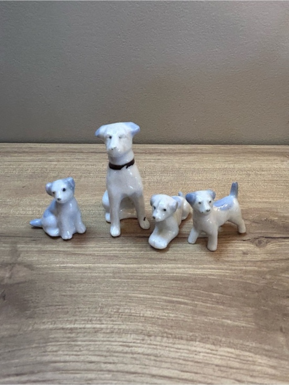 Vintage White Ceramic Dog Figurine Set - Picture 1 of 5